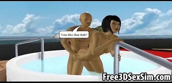  Sexy 3D cartoon honey gets fucked hard on a boat